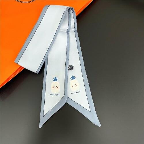 5X88cm Imitation Silk Girls Cartoon Printed Handle Bag Ribbons Women Fashion Head Belt Patchwork Rope Accessories Long Foulard