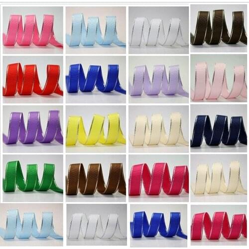 10 25 38mm silver-trimmed satin ribbon 10 yards DIY gift wrap handmade bow Christmas ribbon Grosgrain ribbons platinum