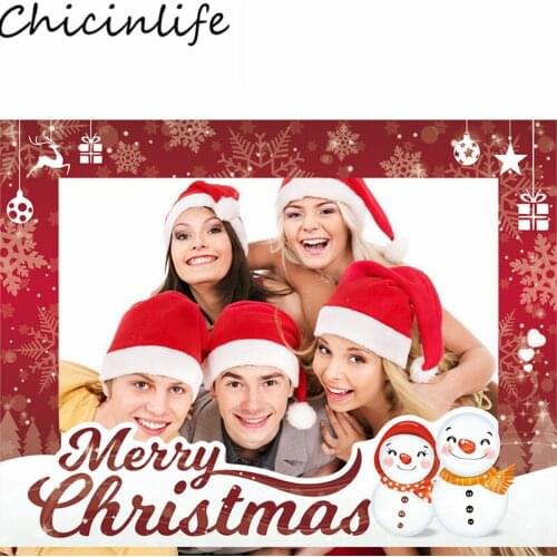 Chicinlife 1Pcs Merry Christmas Photo Booth Frame Props New Year Xmas Party Decor Kids Favors Birthday Photobooth Props Supplies