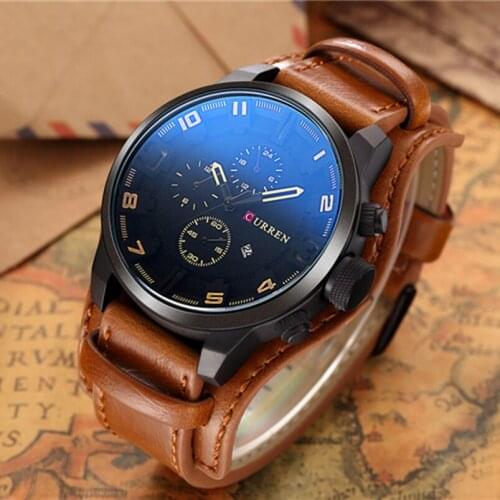 CURREN Sport Watch 8225 Fashion Mens Watch Waterproof Top Brand Luxury Calendar Male Clock Leather Military Gift Wristwatch