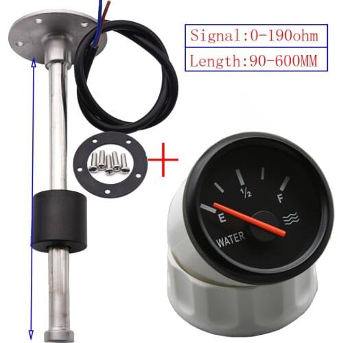 90-600MM Water Level Sensor + 52mm Water Level Gauge Float Switch Stainless Steel Fuel Water Level Meter Controller Sensor Boat