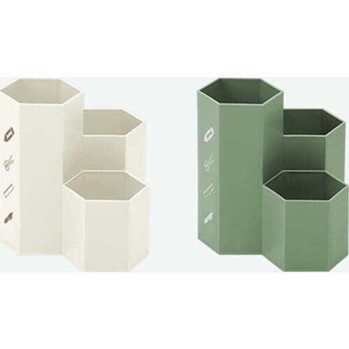Hexagonal Pen Pencil Holder Office Desktop Container Make-up Brush Storage Box Case Make-up Holder