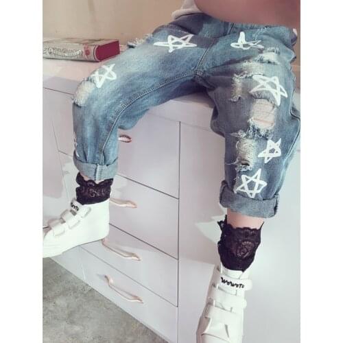 2020 kids clothes children pant New Autumn Item Girl Boy Cool Star Jeans Pant Denim Trousers