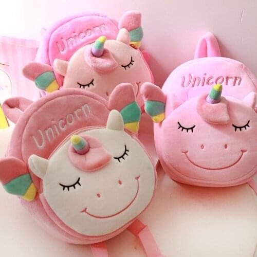 Baby Kids Unicorn Stuffed Backpack Cute Plush Toys Children Bag Kindergarten Schoolbag Girls Boys 3D Cartoon Animal Backpack