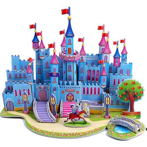 DIY 3D House Castle Windmill Model Assembling Puzzles Early Learning Kids Toy Developing intelligence hobbies