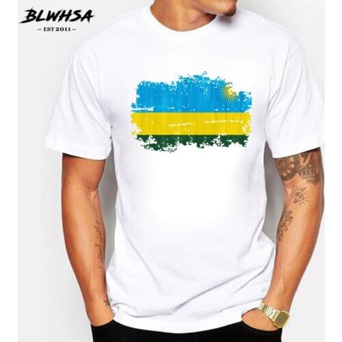 BLWHSA New Summer Rwanda T Shirt Men Short Sleeve Mens Clothing Tops Fitness T-shirt Flag of Rwanda Print Tee Homme