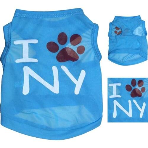 Spring and Summer New Sweet and Comfortable Printing Animal Footprints T-shirt Vest Shirt Short-sleeved Puppy Dog Clothes
