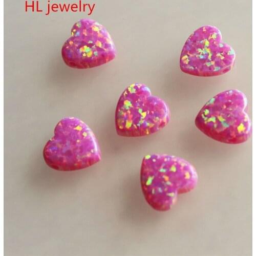 Hill- San Lotus Wholesale 10mm Synthetic Fire Opal Heart Beads For DIY Jewelry
