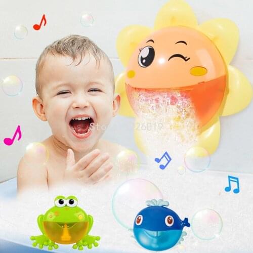 Bath Toys Sun Flower Duck Bubble Machine Music Kids Bath Toy Bathtub Soap Automatic Bubble Maker Baby Bathroom Toys for Kid