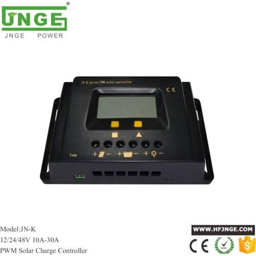 JNGE Brand LCD Display 12v 24v auto PWM Solar Charge Controller Solar Panel Battery Regulator with Full Protection