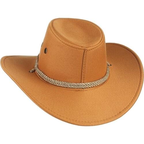 Western Cowboy Hat 2021 Women Men Jazz Cap With Rope Cowgirl Outdoor Hats Suede Sombrero Cap Traveling