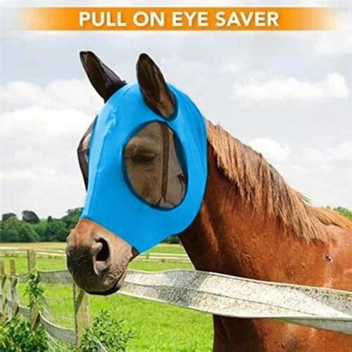 Horse Fly Mask Breathable Anti Mosquito Fly Elastic Horse Face Cover Protection Decor Face Shields with Ears Horse Mask Care AA