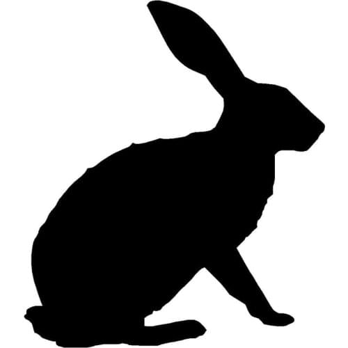 12.4*14.3CM Cute Erect ears Jack Rabbit Hare Car Sticker Decorative Funny Decal Car Styling Black/Silver C9-1726