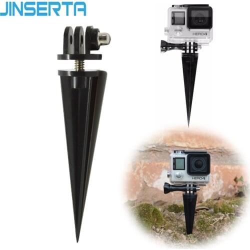 JINSERTA 2020 Ground Spike Mount Mini Tripod Pole Stand Tripode Holder for Gopro Hero 6 5 4 SJCAM Action Camera Accessory Black