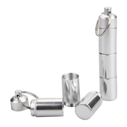 Mini Pill Box Capsule Shape Aluminum Pill Case Keychain Outdoor Pocket Pill Holder Container Delicate Medicine Box