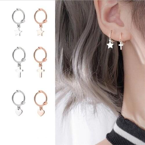 Trendy Rose Gold Cross Drop Earrings For Women Jewelry 100% 925 Sterling Silver Earring Female Party Accessories Lady Ear Bijou