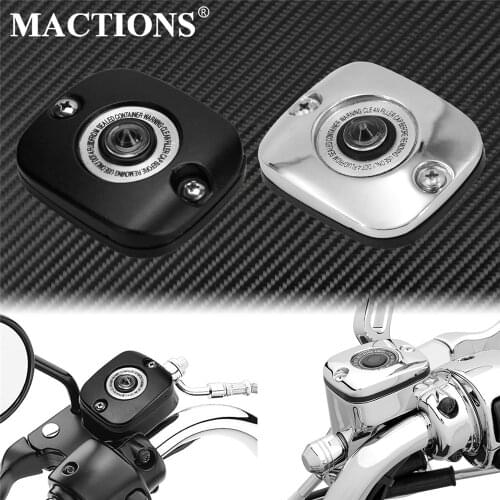 Motorcycle Front Brake Master Cylinder Cover Black Chrome For Harley Dyna Softail Fat boy Road King Touring Trike Sportster XL