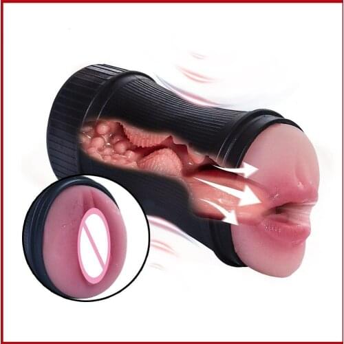 Male Sex Toy Real Vagina Masturbation Pussy Mouth Blowjob Masturbator Device Adult Endurance Exercise Oral Sex Products For Man