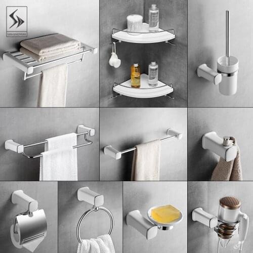 Bathroom hardware set white spray paint 304 stainless steel bath towel rack bathroom accessories toilet rack wall mounted