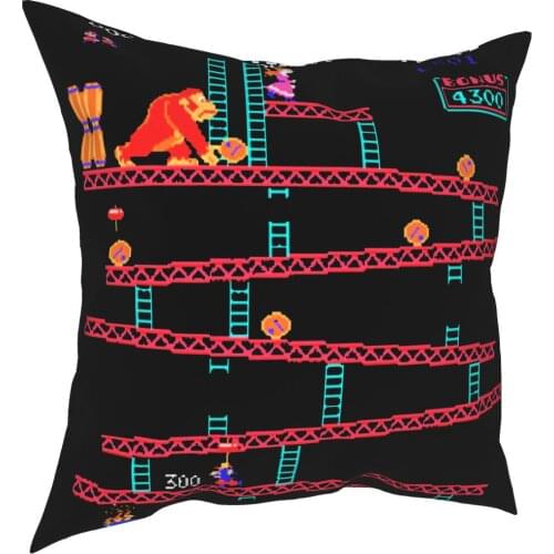 Donkey Kong Throw Pillow Cover Polyester Throw Pillow Arcade Game Collage Vintage Retro Customized Cushion Covers