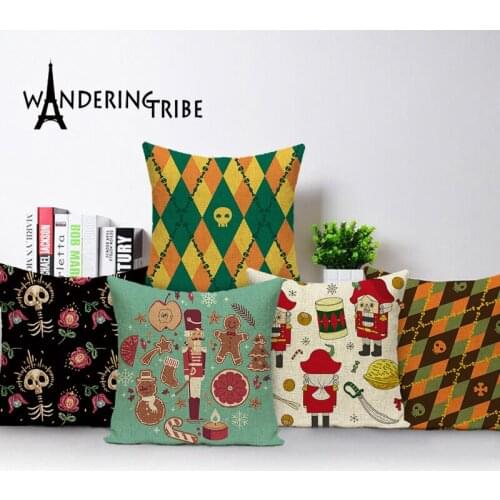Pumpkin Skull Pillows Cover Halloween Decorative Cushion Cases Linen Pillow Covers Horror Cushion Decoration Pillow Covers Cojin