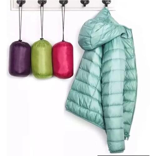 New Spring Autumn 90% White Duck Down Jacket Fashion Slim Down Coat Women Solid Thin Hooded Down Coats