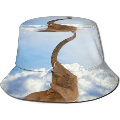 CINESSD 2021 Men Women Summer Elephant Flying With Balloons Bucket Hat Bob Fisherman hat Outdoor Travel Sun Visor Fashion Panama