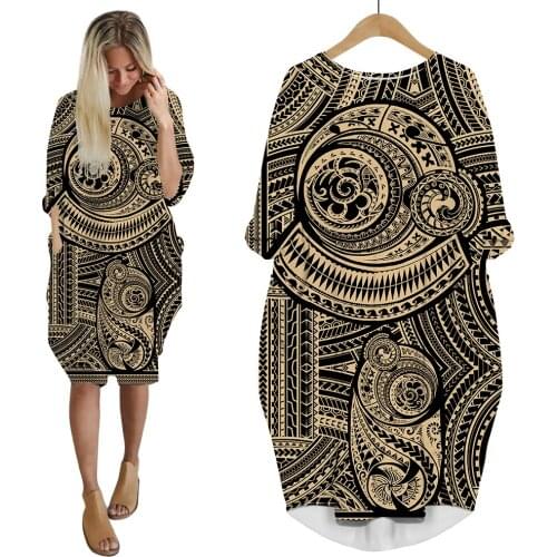 CLOOCL Polynesian Style Dress 3D Print Streetwear Women Dresses Fashion Harajuku Long Sleeve Female Party Vintage Dress