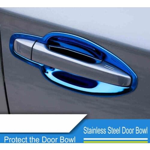 QHCP Car Door Bowl Sticker Covers Door Bowl Protector Stainless Steel Exterior Accessory For Subaru Outback 15-19 Forester 13-18