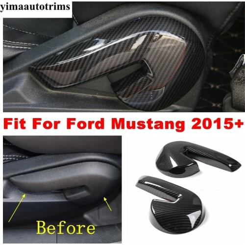 Car Seat Back Adjust Adjustment Handle Decor Cover Trim ABS Carbon Fiber Look Interior Accessories For Ford Mustang 2015 - 2021