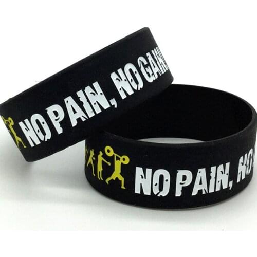 Nieuwe Ontwerp Punk Iedereen Fit No Pain No Gain Siliconen Armband Voor Mannen Fashion Outdoor Basketbal Polsband Vriendschap