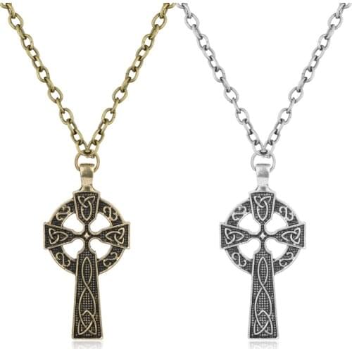 Triquetra Viking Necklace Triple Horn Of Odin Celtics Cross Irish Knot Pendant Necklace Christian Religion Talisman Jewelry