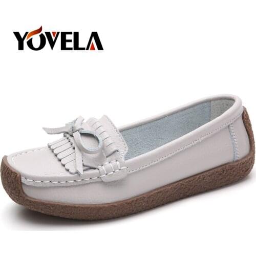 Women Leather Casual Shoes Fashion Flat Shallow Ballet Shoes Oxfords Fringe Loafers Moccasins Slip on Comfortable Ladies Shoes