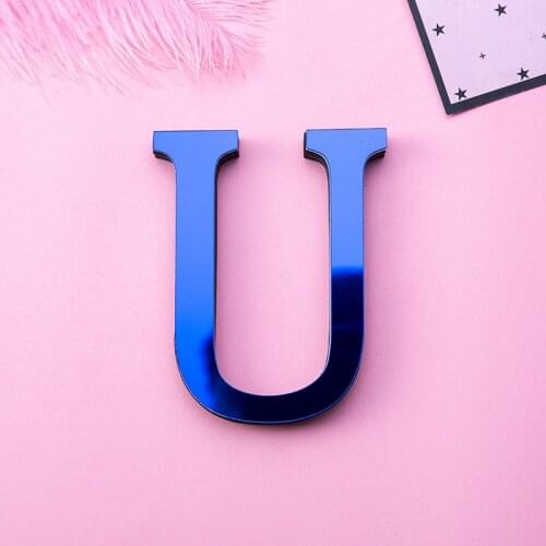Blue Letter Decorations For Home, 10CM 3D Mirror Letters Wall Stickers, Acrylic English Letter For Logo Party Wedding Home Decor
