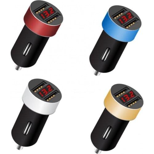 USB Car Charger 2 Port LED Universal Phone Fast Charging for iPhone Samsung Automobile Mirror Dual Charge Adapter