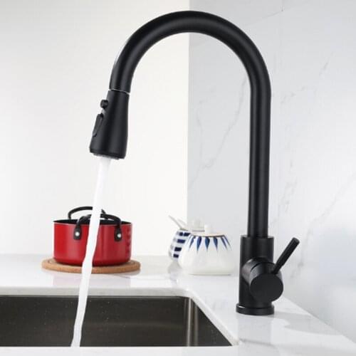 Pull Out Kitchen Sink faucet 304 Stainless Steel Pull Down Cold Hot Water Tap Mixer Spray Kitchen Faucet Black Basin Crane