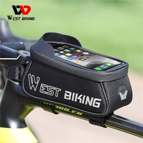 WEST BIKING Rainproof Bicycle Bag 6.9inch Phone Case Touchscreen MTB Cycling Top Tube Front Frame Bags For Bike Accessories