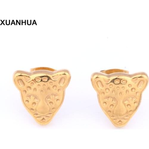 XUANHUA Wholesale Stainless Steel Leopard Head Earrings For Women Brincos Earings Fashion Jewelry Men Korean Earrings 2019