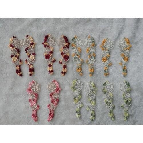 4 Pieces 11*4cm Beautiful Flower Lace Applique Flower Lady Motif Venise Embroidery Lace Trim Wedding Dress Garment Accessories