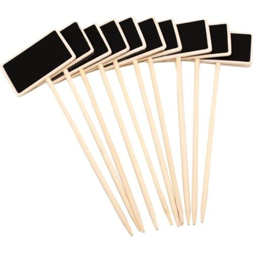 10pcs Mini Wooden Blackboard Chalkboard Plant Stick Wedding Party Decorative Tags Price Tag Chalks
