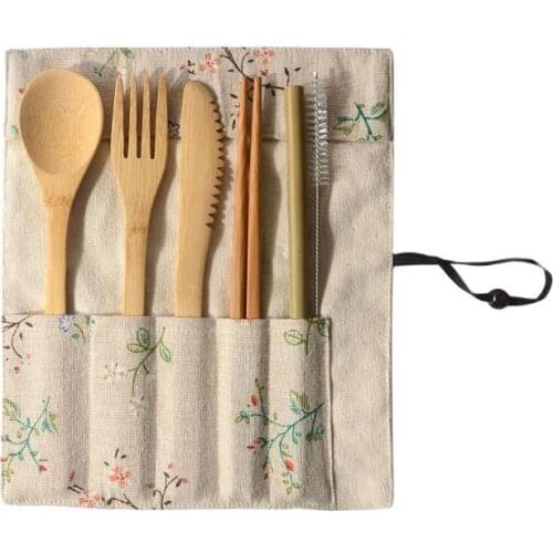 200set Bamboo Utensils travel Cutlery Set Eco-Friendly Wooden Outdoor Portable bamboo cutlery Set Spoon Fork Chopstick SN187