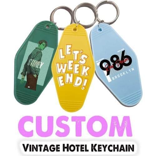 Custom Logo Printing Plastic Motel Keychain Glitter Hotel Acrylic Keychain