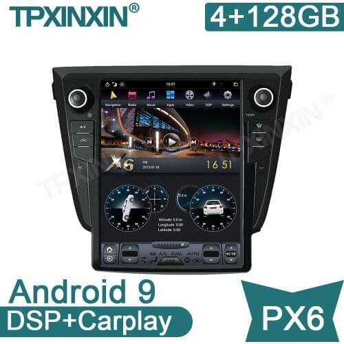 Android 9 4+128G PX6 For Nissan Qashqai 2013-2018 Tesla Screen Car GPS Navigation Headunit Multimedia Player Radio Tape Recorder