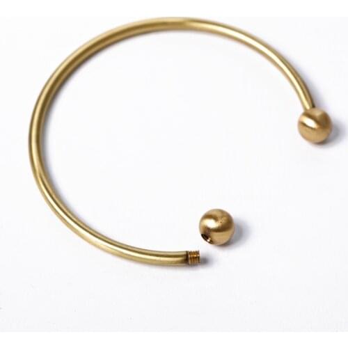 Unisex Screw Ball-End Cuff Bracelet Smooth Round Torque Charms Bangle for Charms Beads Open Cuff Jewelry