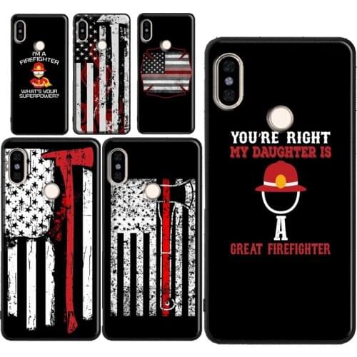 Firefighter Red Line Flag Fireman Axe Case For POCO X3 Coque For Redmi Note 9 8 Pro 7 8T 9S 9A 9C For Mi Note 10 Lite 9T A3
