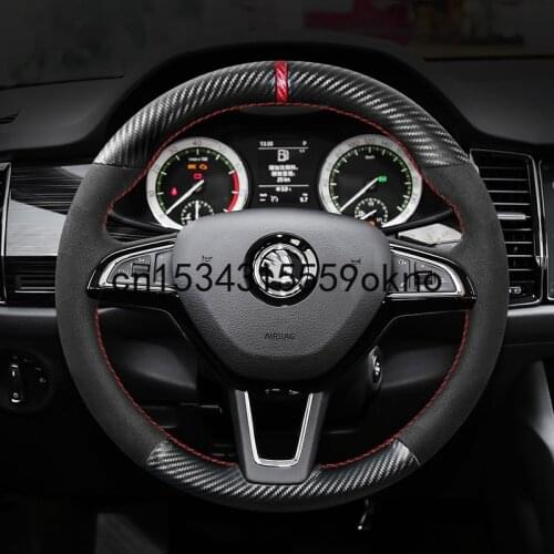 DIY Stitching Steering Wheel Cover For Skoda Yeti SUPERB Octavia KODIAQ Karoq Car Assessoires Interior