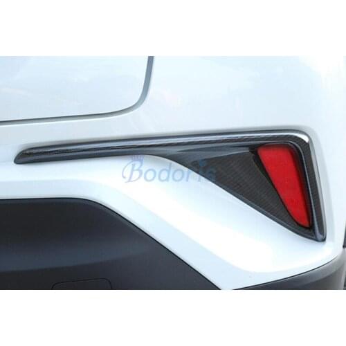 Carbon Fiber Color Rear Fog Lamp Cover Light Overlay Frame Chrome Car Styling 2016-2018 For Toyota C-HR CHR C HR Accessories