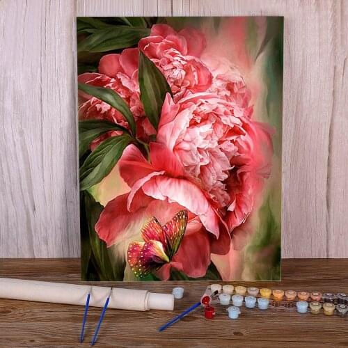 Flowers Painting By Numbers Package Oil Paints 50*70 Paiting By Numbers Wall Decoration For Handicraft