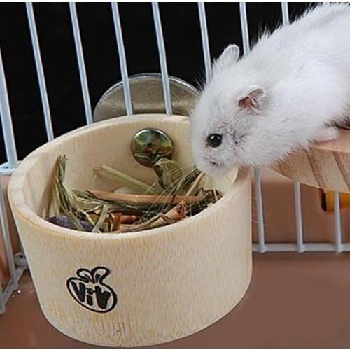 Hot Sale Small Pet Hamster Squirrel Rabbit Feeder Hanging Water Food Bamboo Bowl Cage Decor Pet Shop