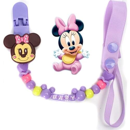 Disney Baby Attache Tetine Mickey Mouse Chew Beads Baby Nipple Holder Infant Stitch Winnie The Hoop Cartoon Pacifier Clips Bebe